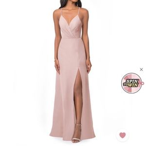 Azazie Everleigh bridesmaids dress. Dusty Rose